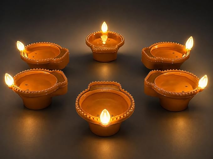 Water Sensor Diya 6 Pcs | Automatic LED Water Sensor Diya For Puja, Home Temple &amp;amp;amp;amp;amp;amp;amp;amp; Decoration